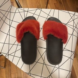 Givenchy Red Mink Slides